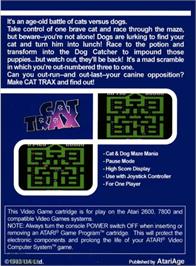 Box back cover for Cat Trax on the Atari 2600.