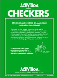 Box back cover for Checkers on the Atari 2600.