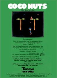 Box back cover for Coco Nuts on the Atari 2600.