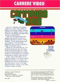 Box back cover for Commando Raid on the Atari 2600.