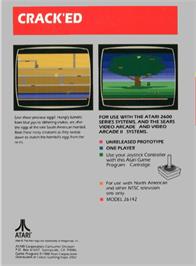 Box back cover for Crack'ed on the Atari 2600.