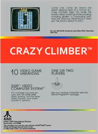 Box back cover for Crazy Climber on the Atari 2600.