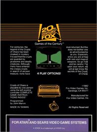 Box back cover for Crypts of Chaos on the Atari 2600.