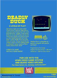 Box back cover for Deadly Duck on the Atari 2600.