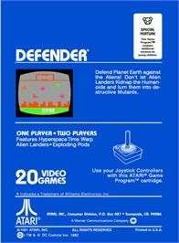 Box back cover for Defender on the Atari 2600.
