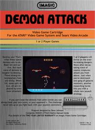 Box back cover for Demon Attack on the Atari 2600.