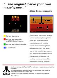 Box back cover for Dig Dug on the Atari 2600.