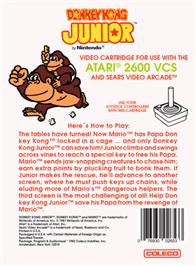 Box back cover for Donkey Kong Junior on the Atari 2600.