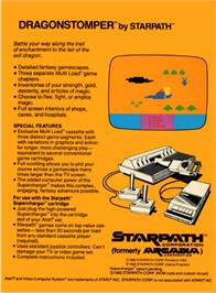 Box back cover for Dragonstomper on the Atari 2600.