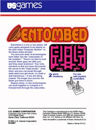 Box back cover for Entombed on the Atari 2600.