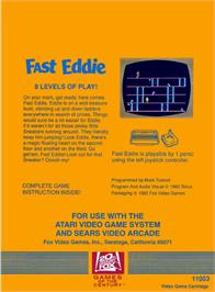 Box back cover for Fast Eddie on the Atari 2600.