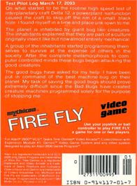 Box back cover for Fire Fly on the Atari 2600.