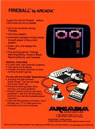 Box back cover for Fireball on the Atari 2600.