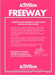 Box back cover for Freeway on the Atari 2600.