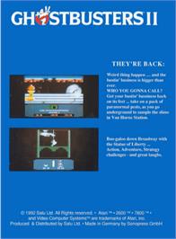 Box back cover for Ghostbusters II on the Atari 2600.
