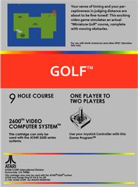 Box back cover for Golf on the Atari 2600.