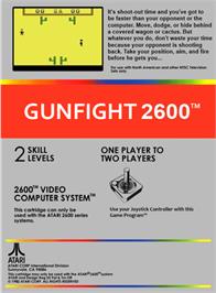 Box back cover for Gunfight on the Atari 2600.