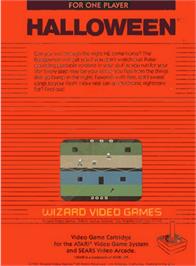Box back cover for Halloween on the Atari 2600.