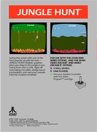Box back cover for Jungle Hunt on the Atari 2600.