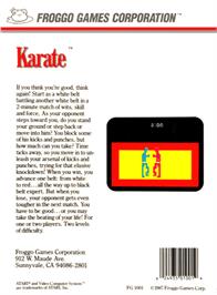 Box back cover for Karate on the Atari 2600.