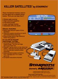 Box back cover for Killer Satellites on the Atari 2600.