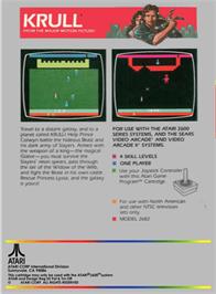 Box back cover for Krull on the Atari 2600.