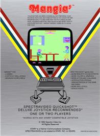 Box back cover for Mangia' on the Atari 2600.