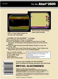Box back cover for Masters of the Universe: The Power of He-Man on the Atari 2600.