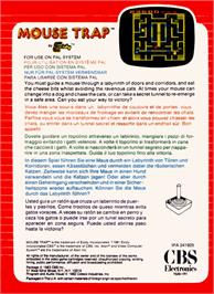 Box back cover for Mouse Trap on the Atari 2600.