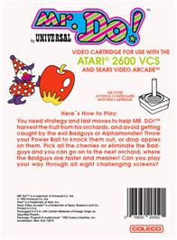Box back cover for Mr. Do! on the Atari 2600.