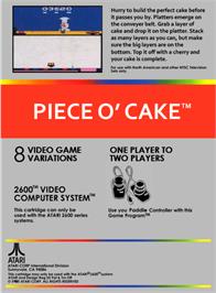 Box back cover for Piece o' Cake on the Atari 2600.