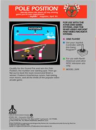 Box back cover for Pole Position on the Atari 2600.