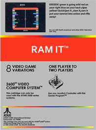 Box back cover for Ram It on the Atari 2600.