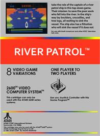 Box back cover for River Patrol on the Atari 2600.