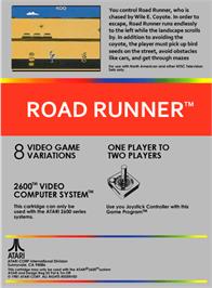 Box back cover for Road Runner on the Atari 2600.