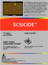 Box back cover for SCSIcide on the Atari 2600.