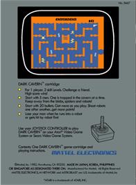 Box back cover for Space Cavern on the Atari 2600.
