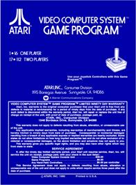 Box back cover for Space Invaders on the Atari 2600.
