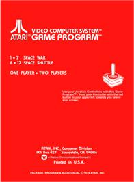 Box back cover for Space War on the Atari 2600.