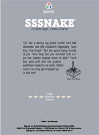 Box back cover for Sssnake on the Atari 2600.