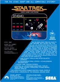 Box back cover for Star Trek: Strategic Operations Simulator on the Atari 2600.