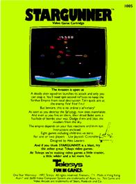 Box back cover for Stargunner on the Atari 2600.