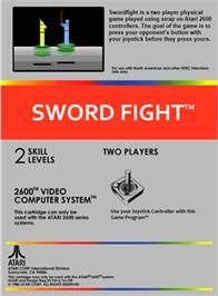 Box back cover for Swordfight on the Atari 2600.