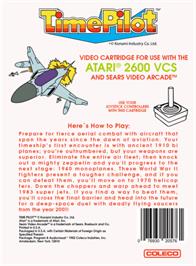 Box back cover for Time Pilot on the Atari 2600.
