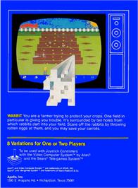Box back cover for Wabbit on the Atari 2600.