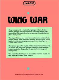 Box back cover for Wing War on the Atari 2600.