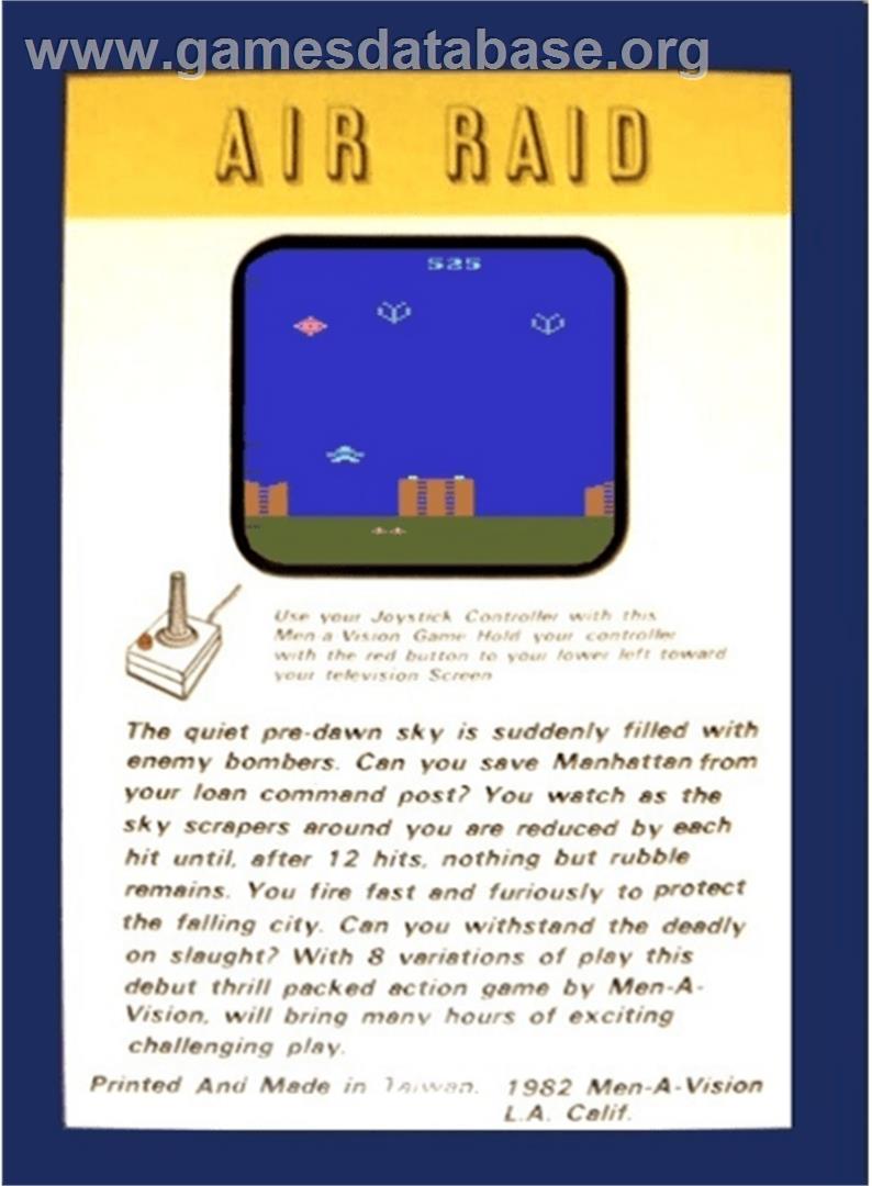 Air Raid - Atari 2600 - Artwork - Box Back