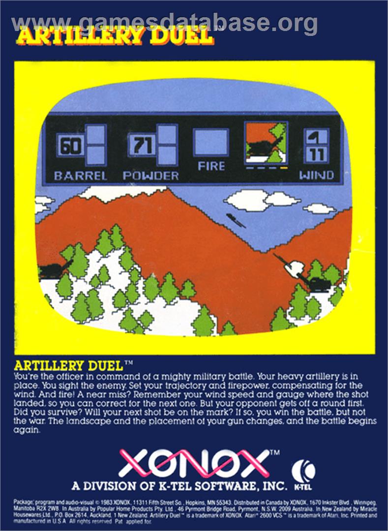 Artillery Duel - Atari 2600 - Artwork - Box Back