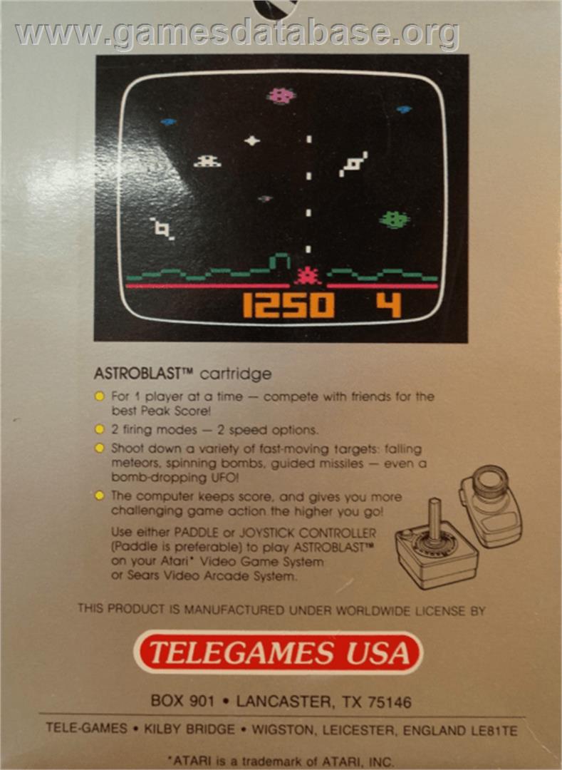 Astrosmash - Atari 2600 - Artwork - Box Back