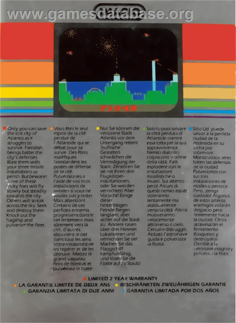 Atlantis - Atari 2600 - Artwork - Box Back